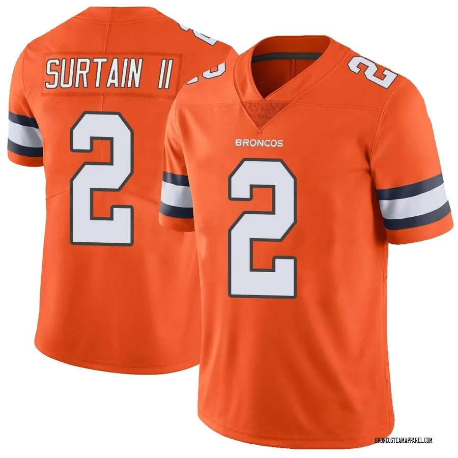 Pat Surtain Ii Denver Broncos Youth Limited Color Rush Vapor Untouchable Nike Jersey Orange